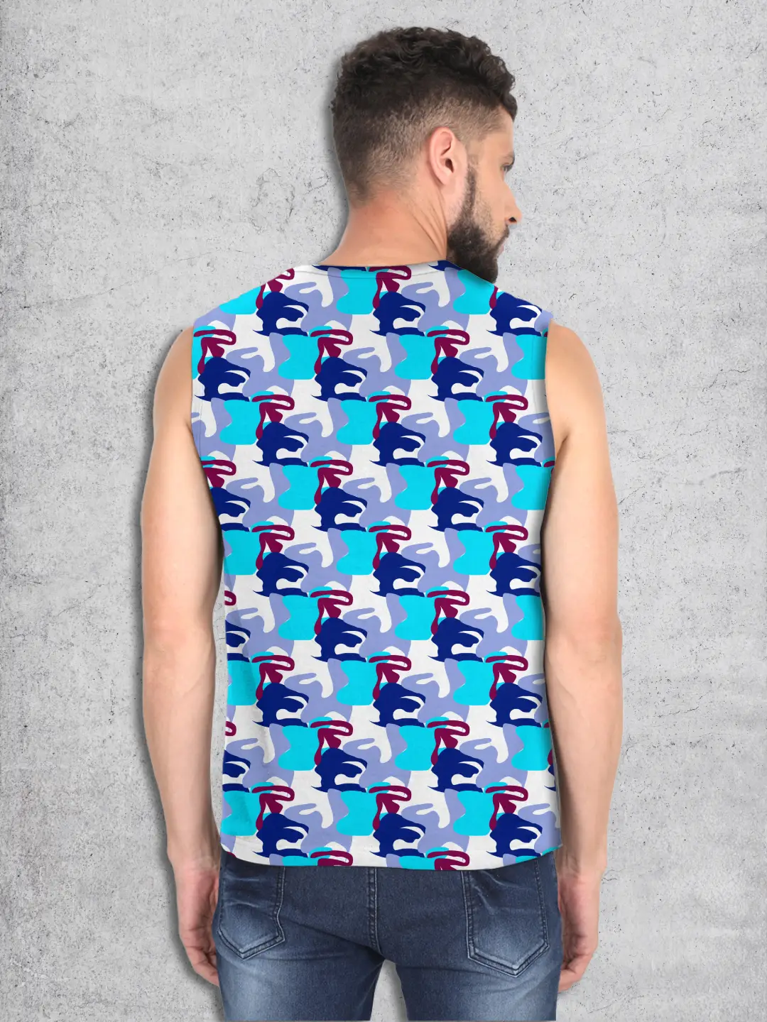 Blue Camouflage Sleevless Vests - Image 2