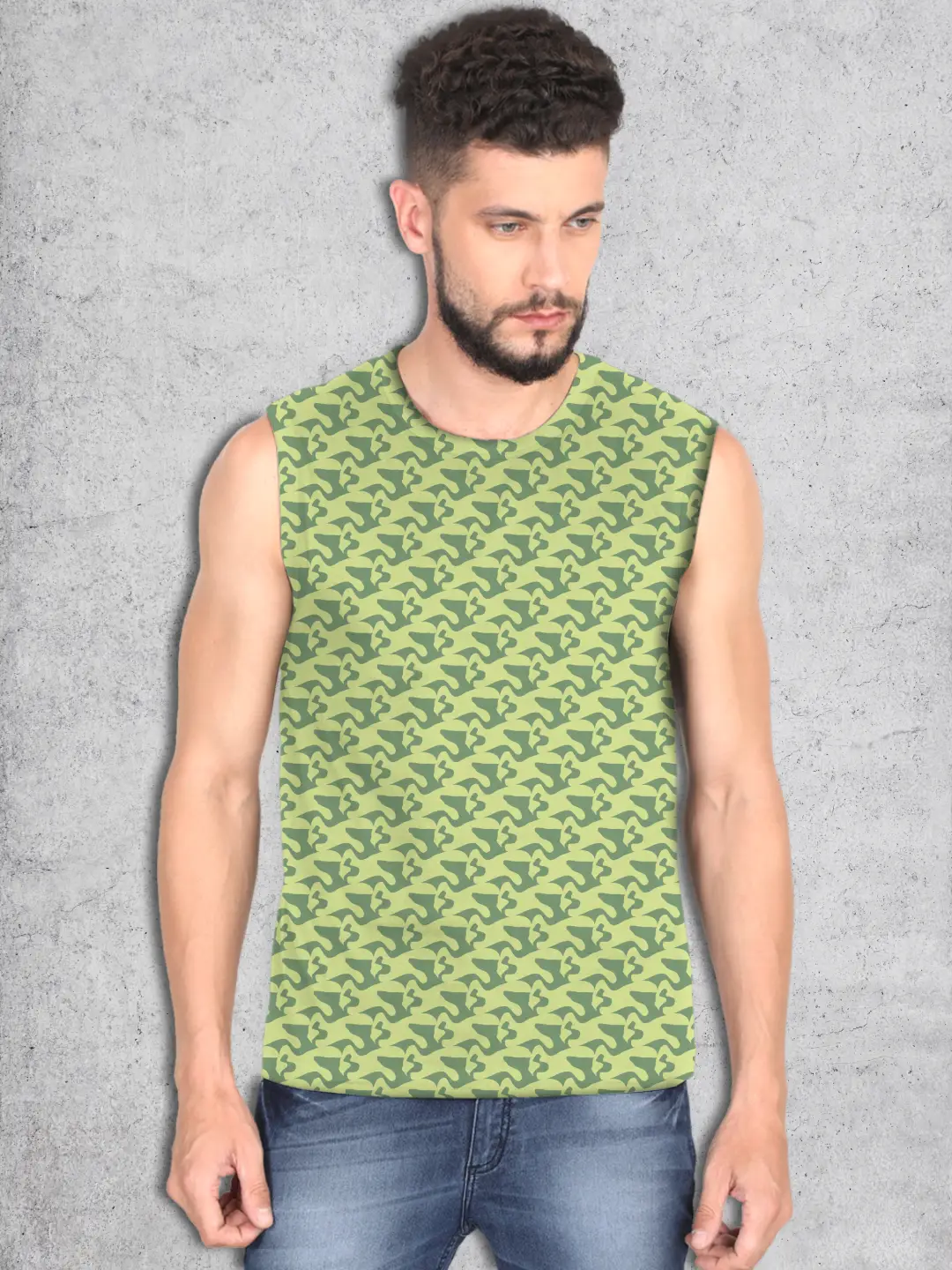 Lime Green CamouflageSleevless Vests