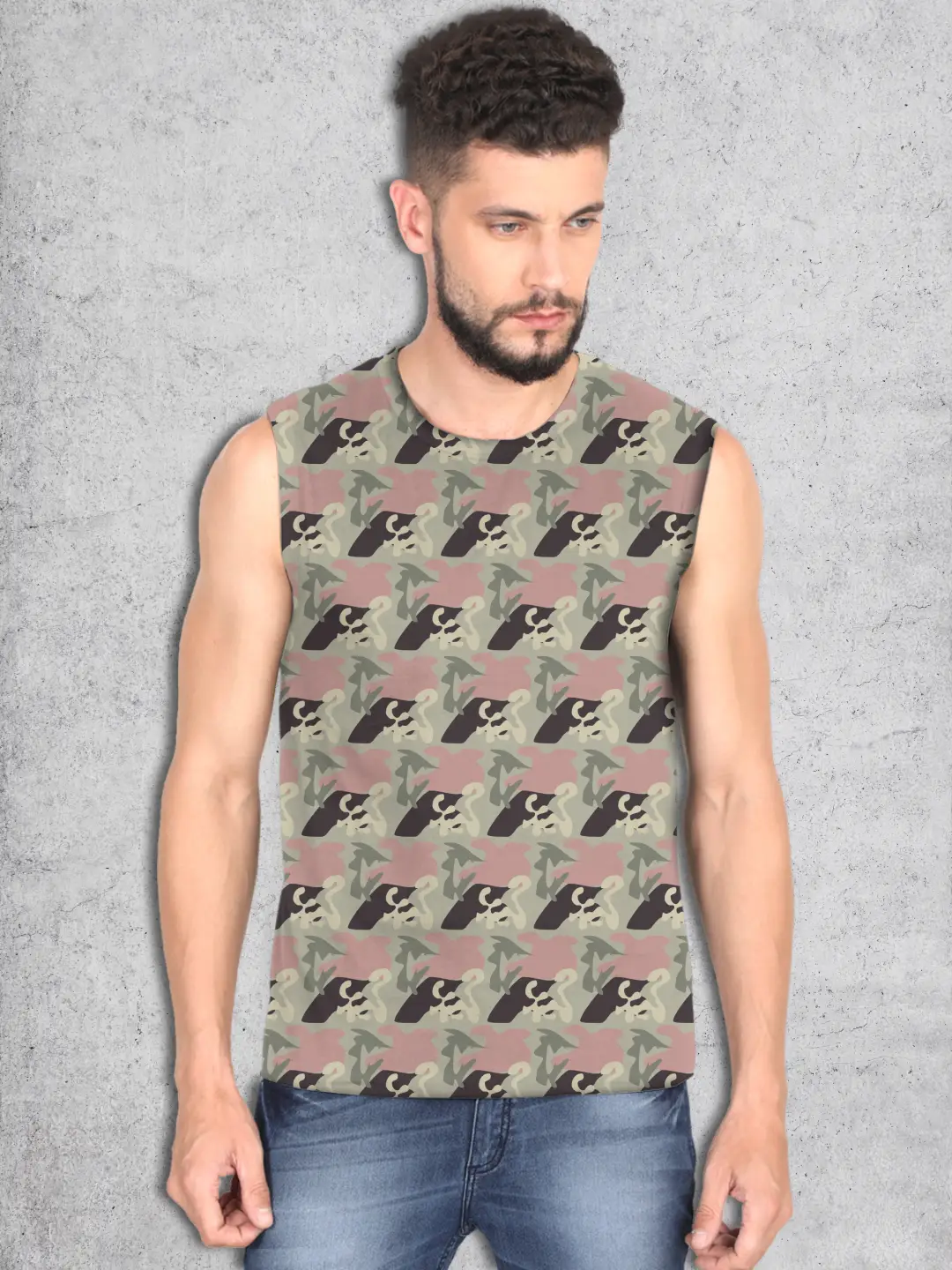 Camouflage Printed Sleevless Vests