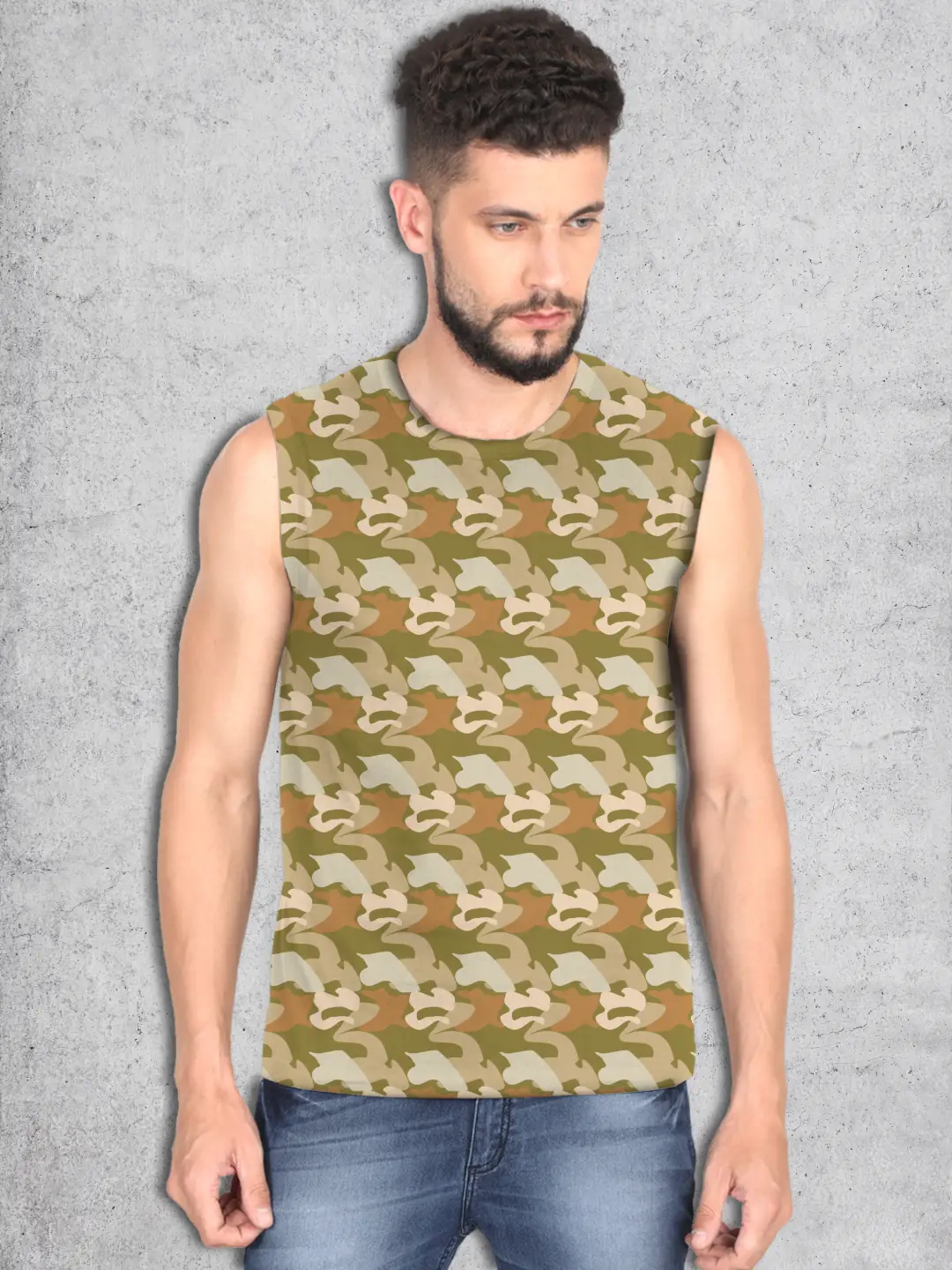 Dessert Yellow Camouflage Sleevless Vests