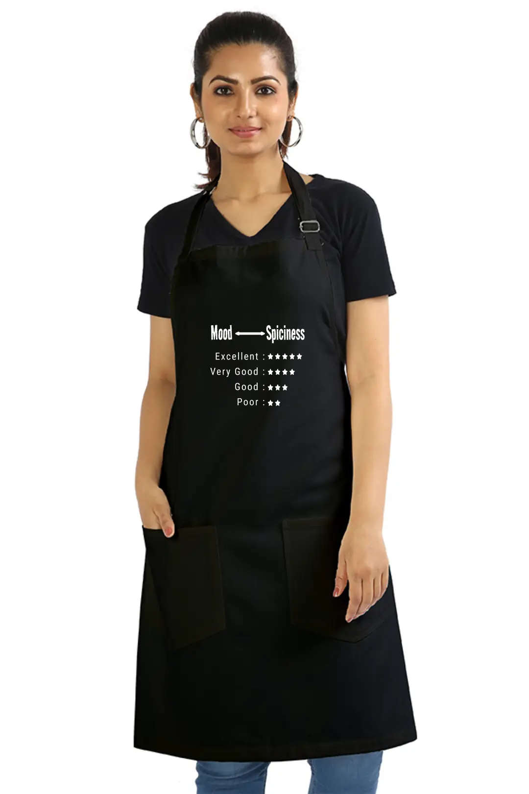 Black Color Mood Spiciness Cotton Apron With Adjustable Straps