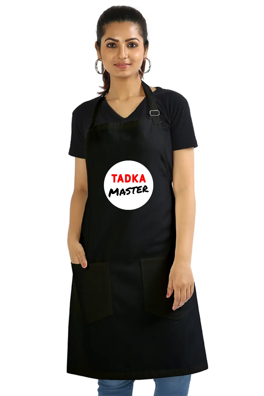 Black Color Tadka Master Cotton Apron