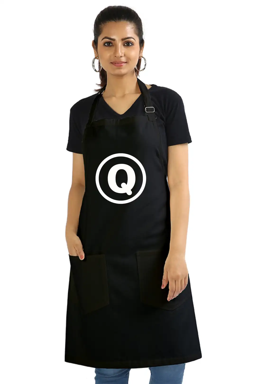 Q Alphabet Cotton Black Apron