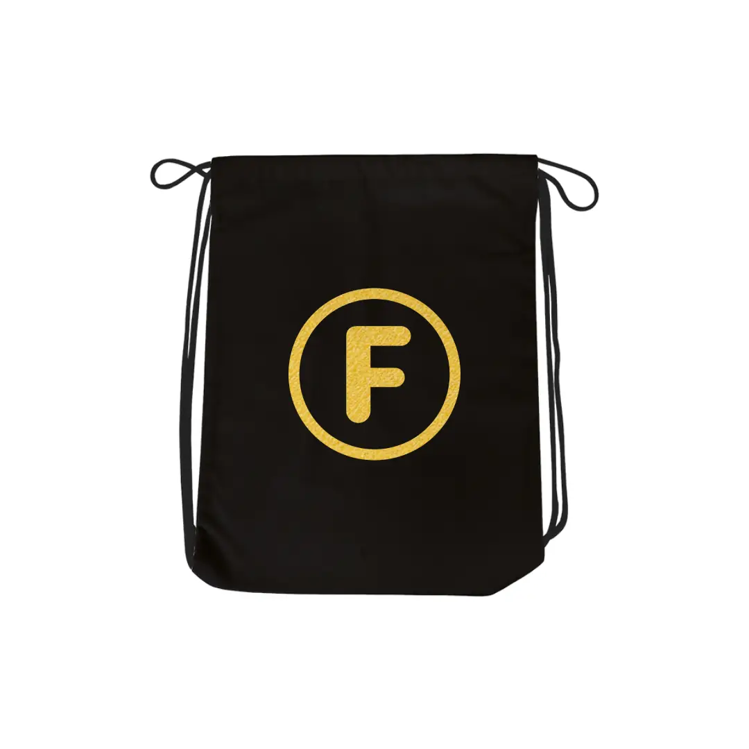 F Alphabet Reflective Shiny Print Cotton Drawstring Bag - Image 3