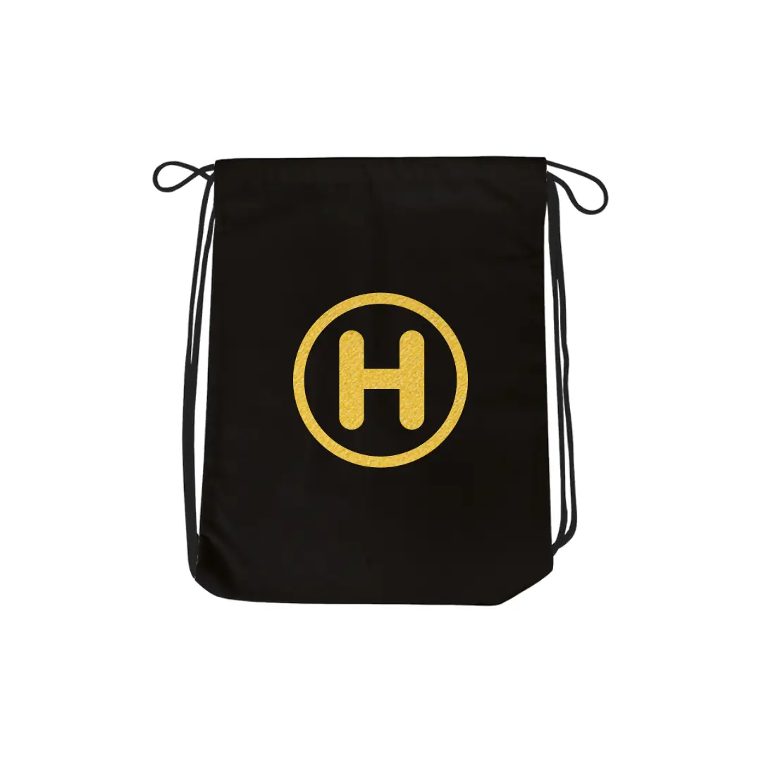 H Alphabet Reflective Shiny Print Cotton Drawstring Bag - Image 3