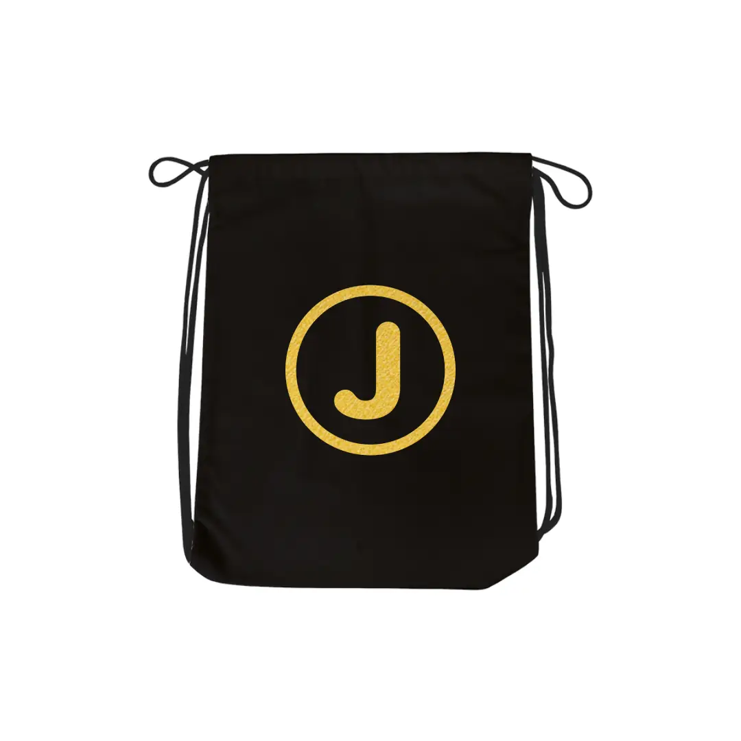 J Alphabet Reflective Shiny Print Cotton Drawstring Bag - Image 2