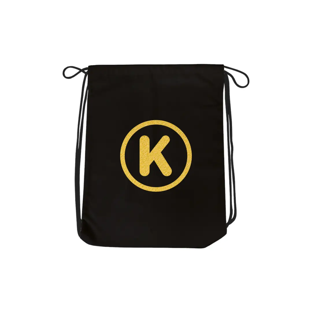 K Alphabet Reflective Shiny Print Cotton Drawstring Bag - Image 2