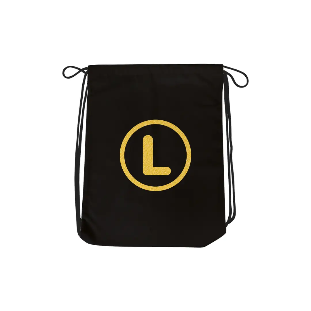 L Alphabet Reflective Shiny Print Cotton Drawstring Bag - Image 3