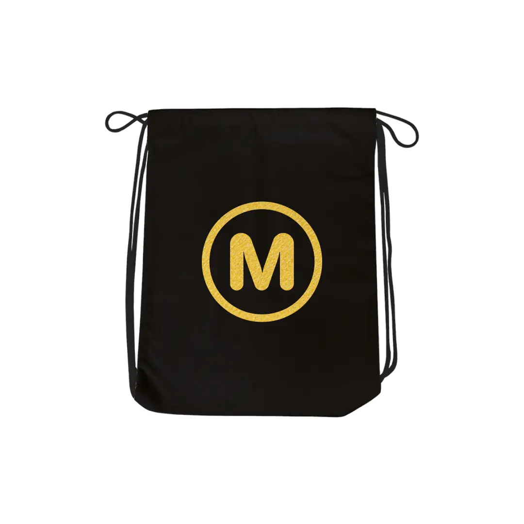 M Alphabet Reflective Shiny Print Cotton Drawstring Bag - Image 2