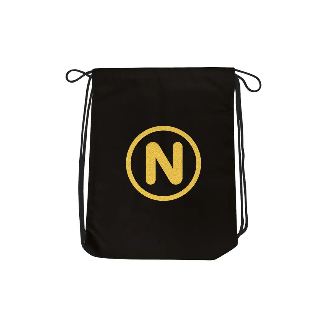 N Alphabet Reflective Shiny Print Cotton Drawstring Bag - Image 3