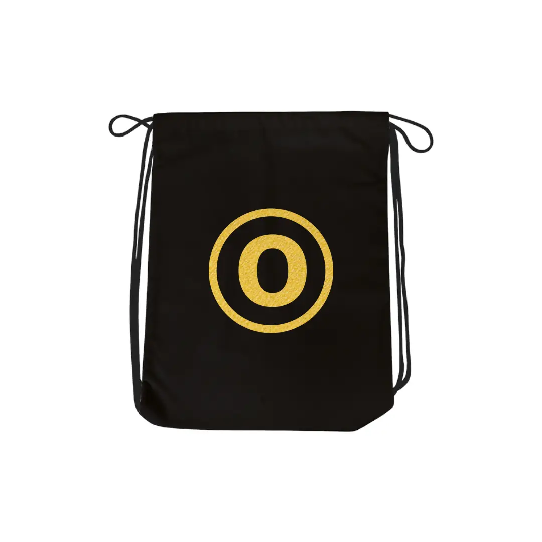 O Alphabet Reflective Shiny Print Cotton Drawstring Bag
