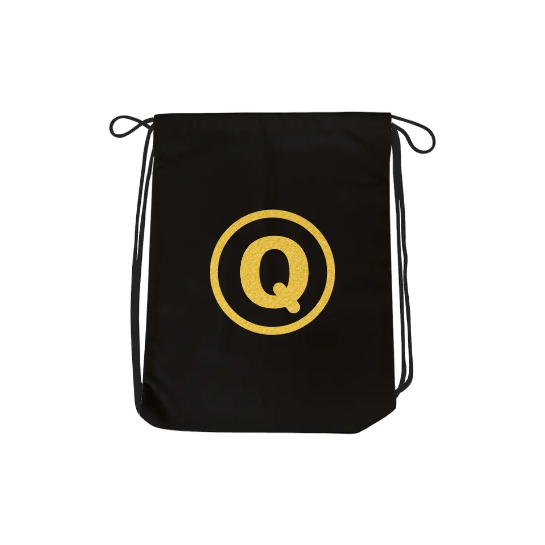 Q Alphabet Reflective Shiny Print Cotton Drawstring Bag - Image 2