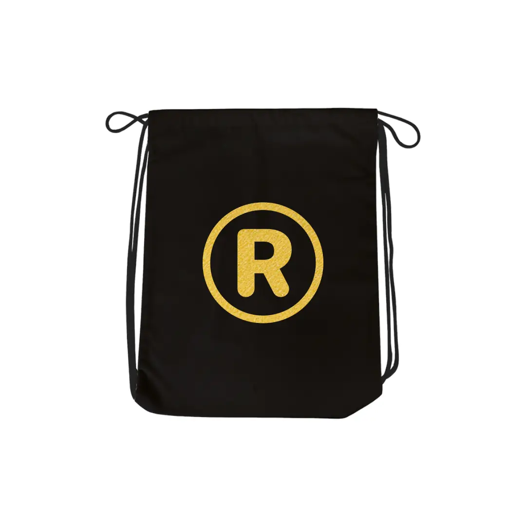 R Alphabet Reflective Shiny Print Cotton Drawstring Bag - Image 3