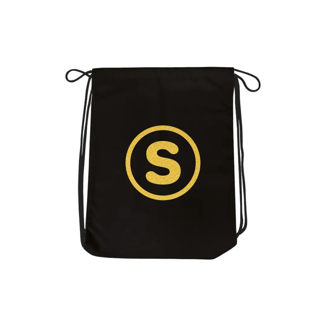 S Alphabet Reflective Shiny Print Cotton Drawstring Bag - Image 2