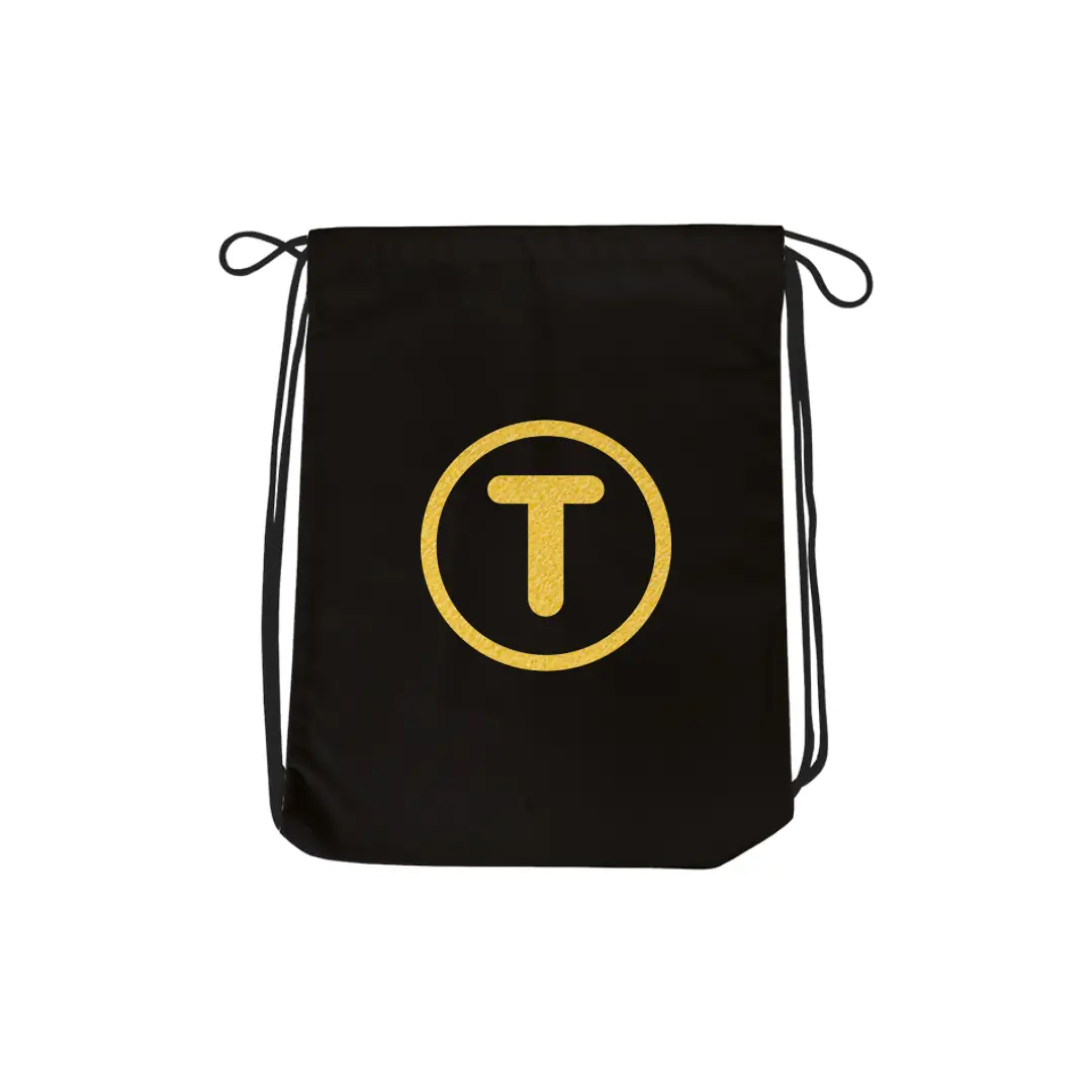 T Alphabet Reflective Shiny Print Cotton Drawstring Bag - Image 3