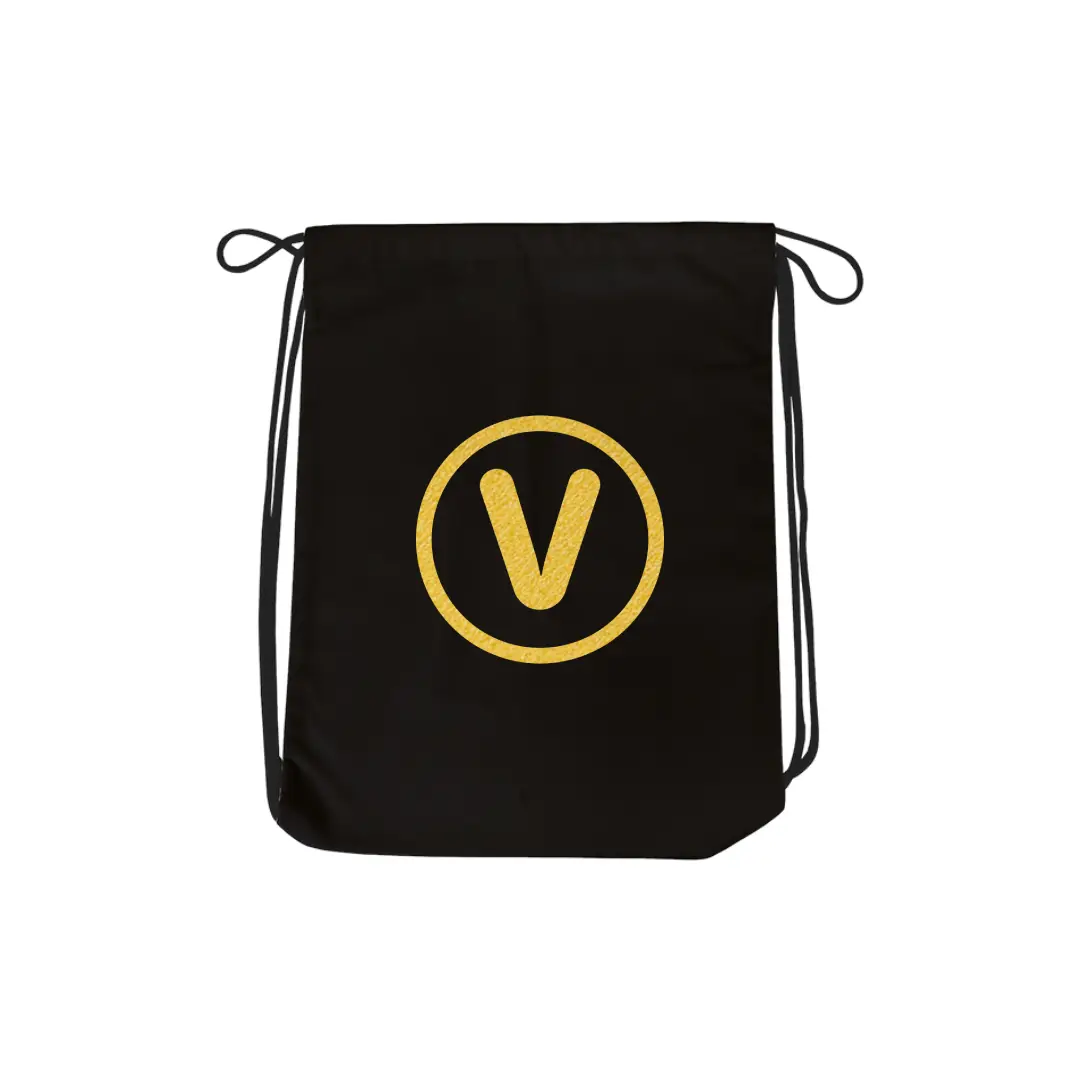 V Alphabet Reflective Shiny Print Cotton Drawstring Bag - Image 3