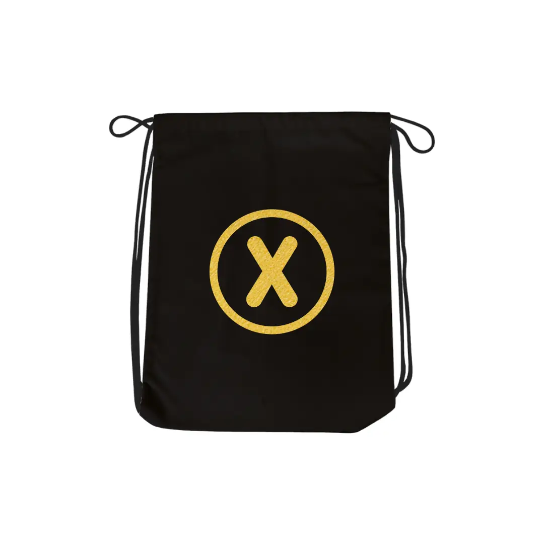 X Alphabet Reflective Shiny Print Cotton Drawstring Bag - Image 3