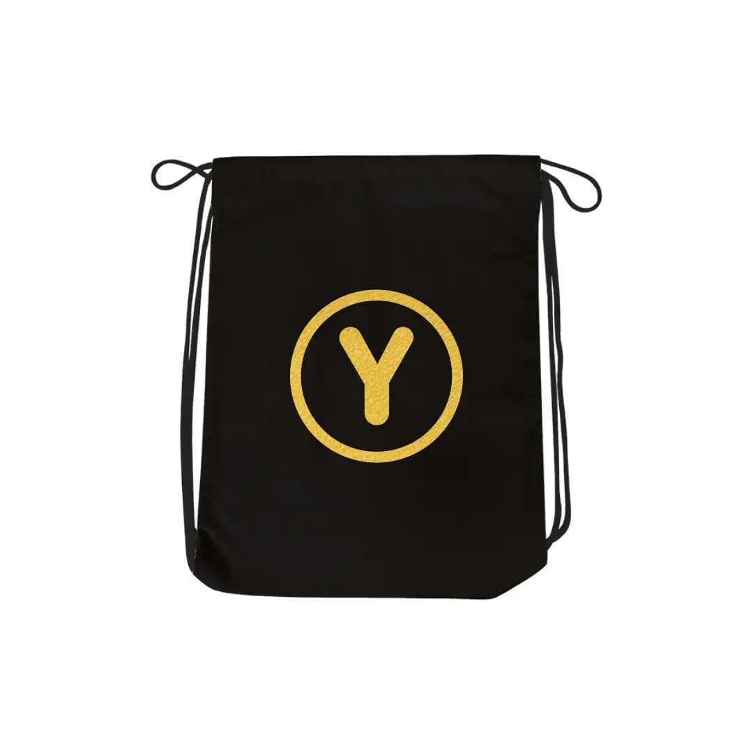 Y Alphabet Reflective Shiny Print Cotton Drawstring Bag