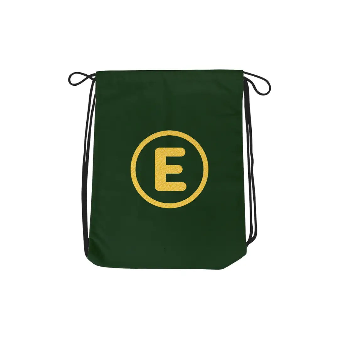 E Alphabet Reflective Shiny Print Cotton Drawstring Bag - Image 4