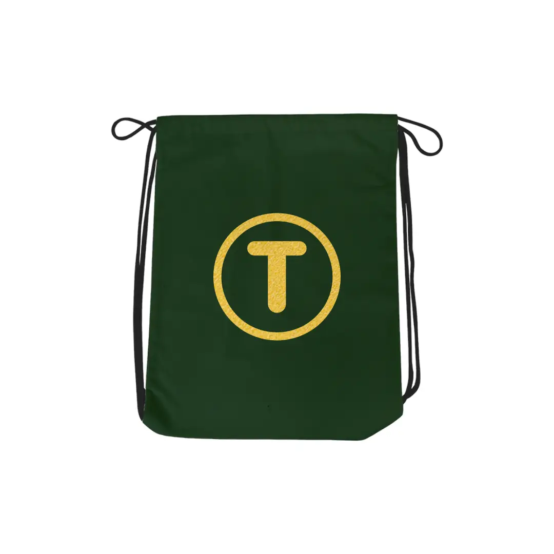 T Alphabet Reflective Shiny Print Cotton Drawstring Bag - Image 4