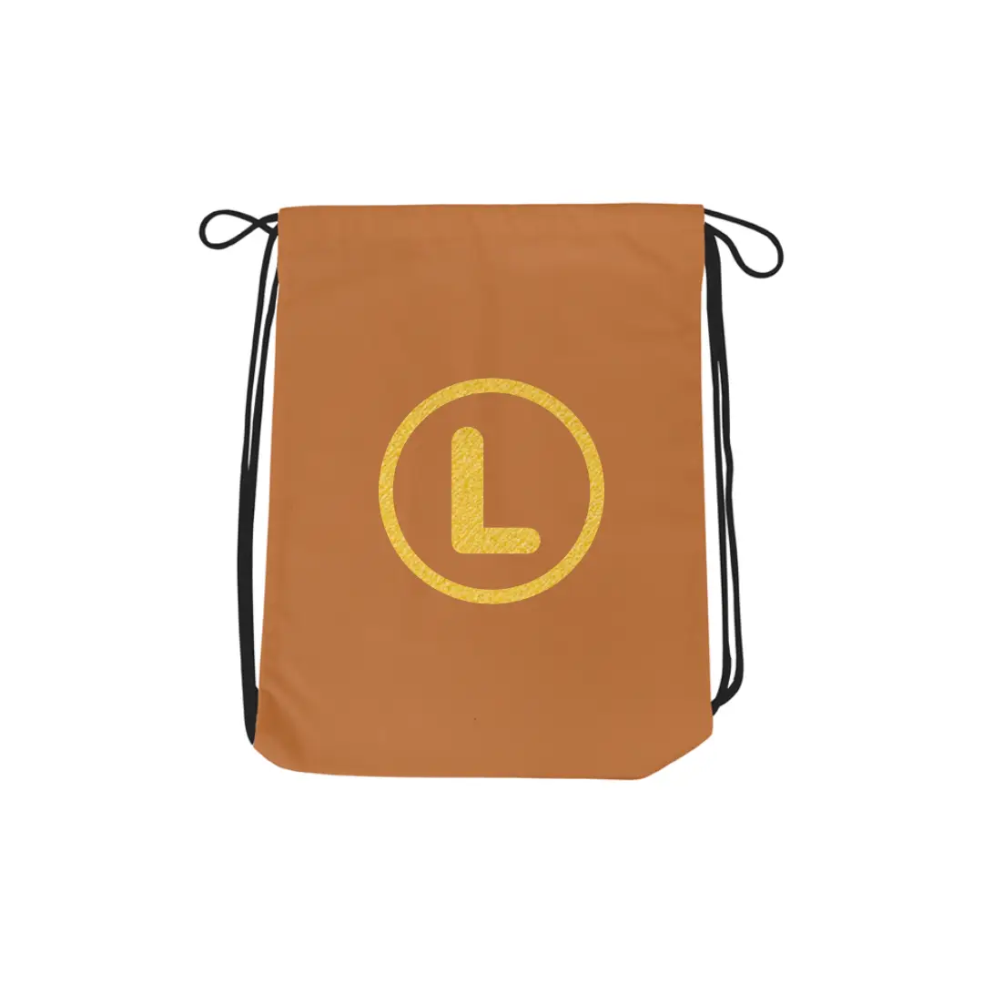 L Alphabet Reflective Shiny Print Cotton Drawstring Bag