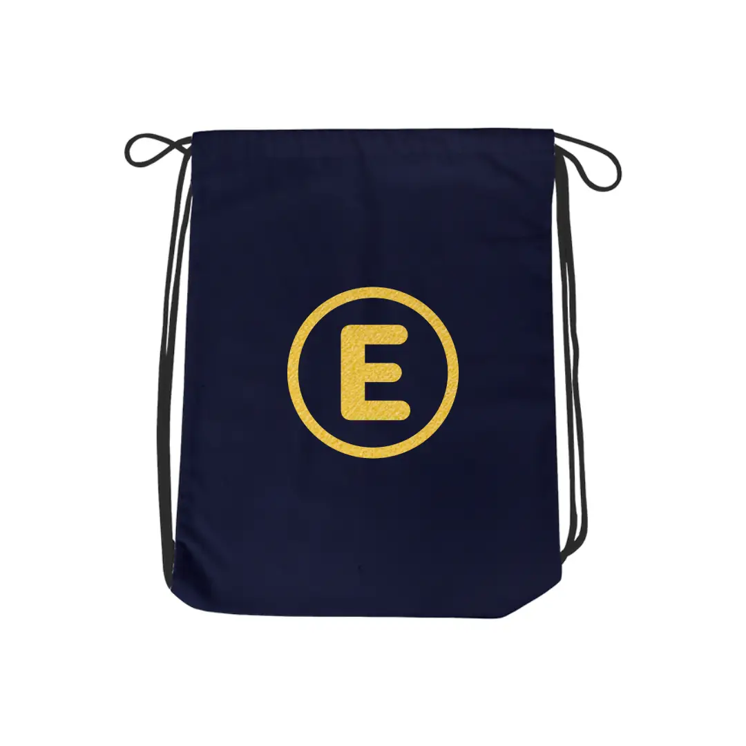 E Alphabet Reflective Shiny Print Cotton Drawstring Bag - Image 3