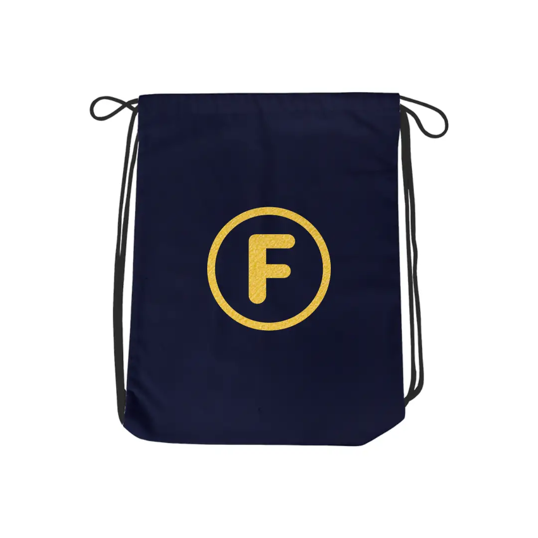 F Alphabet Reflective Shiny Print Cotton Drawstring Bag - Image 4