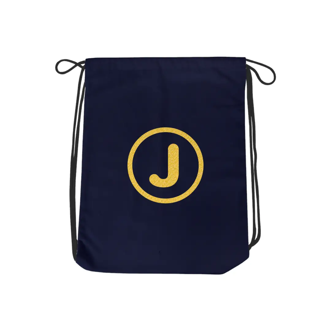 J Alphabet Reflective Shiny Print Cotton Drawstring Bag - Image 3