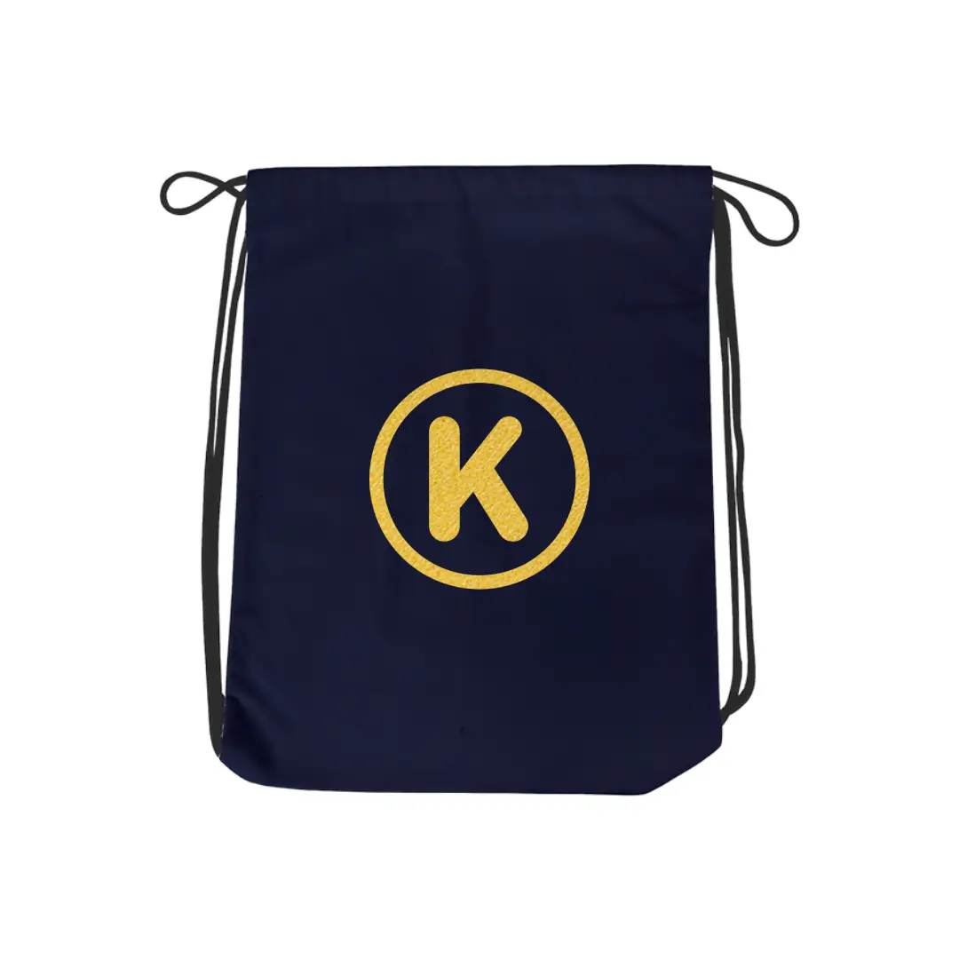 K Alphabet Reflective Shiny Print Cotton Drawstring Bag - Image 3