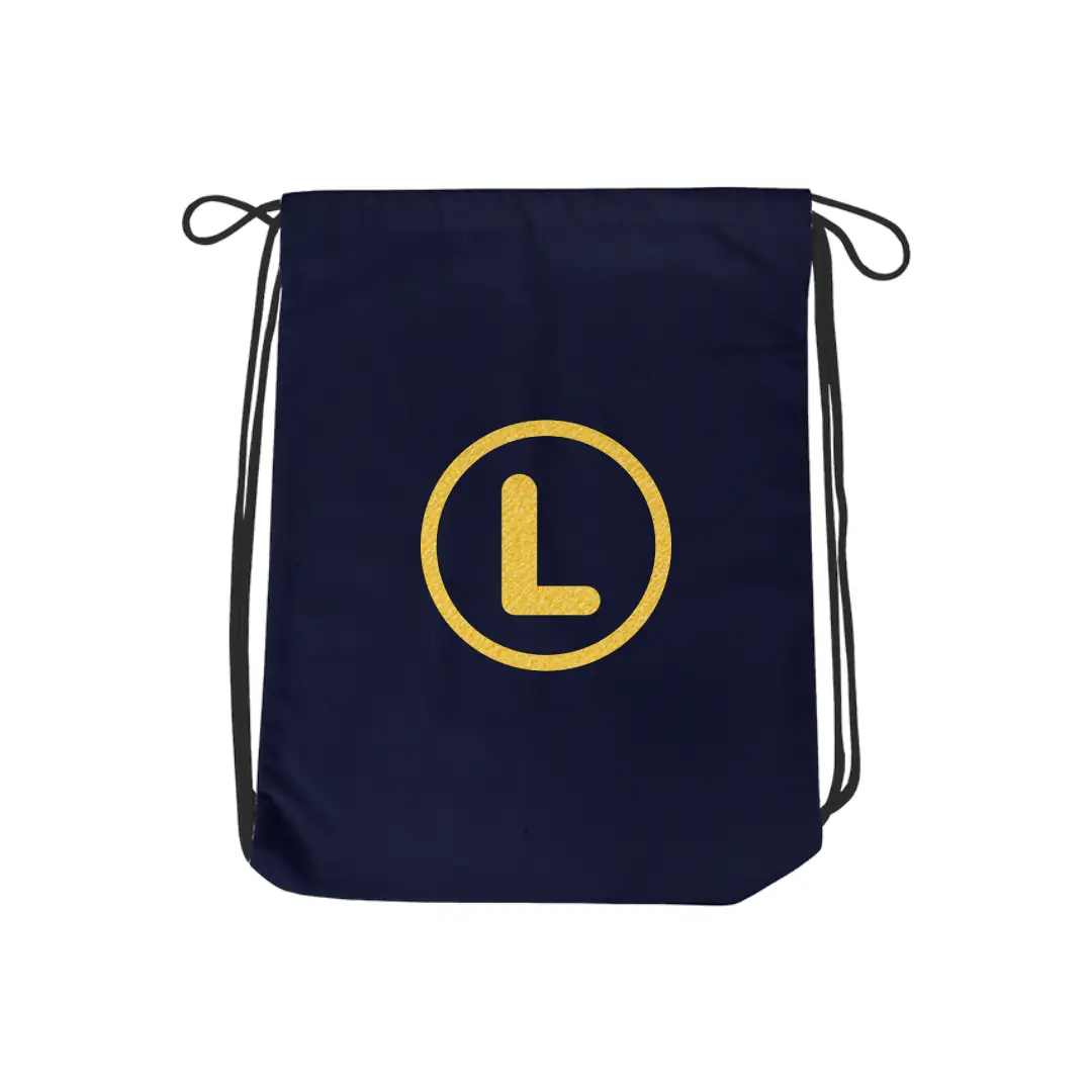 L Alphabet Reflective Shiny Print Cotton Drawstring Bag - Image 4
