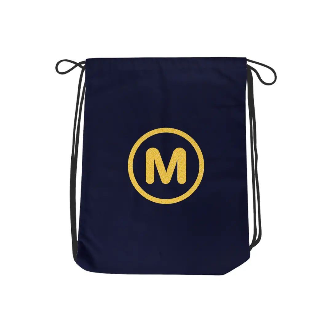 M Alphabet Reflective Shiny Print Cotton Drawstring Bag - Image 3