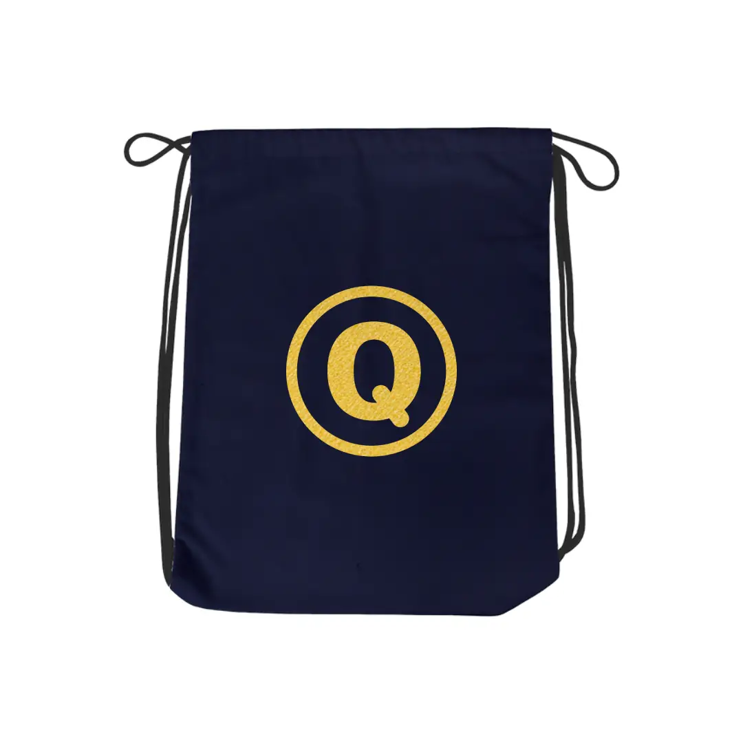 Q Alphabet Reflective Shiny Print Cotton Drawstring Bag - Image 3