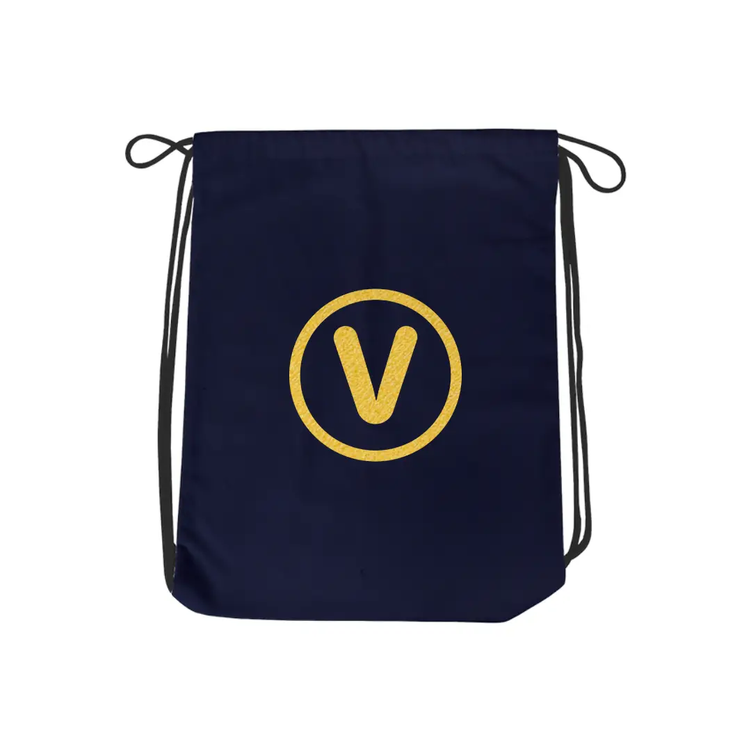 V Alphabet Reflective Shiny Print Cotton Drawstring Bag - Image 4