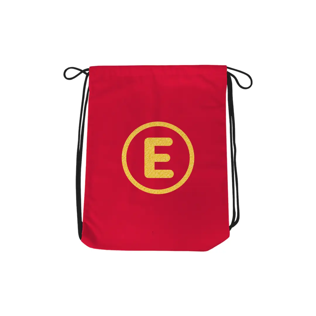 E Alphabet Reflective Shiny Print Cotton Drawstring Bag - Image 5