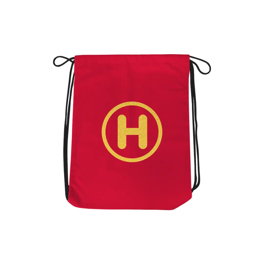H Alphabet Reflective Shiny Print Cotton Drawstring Bag