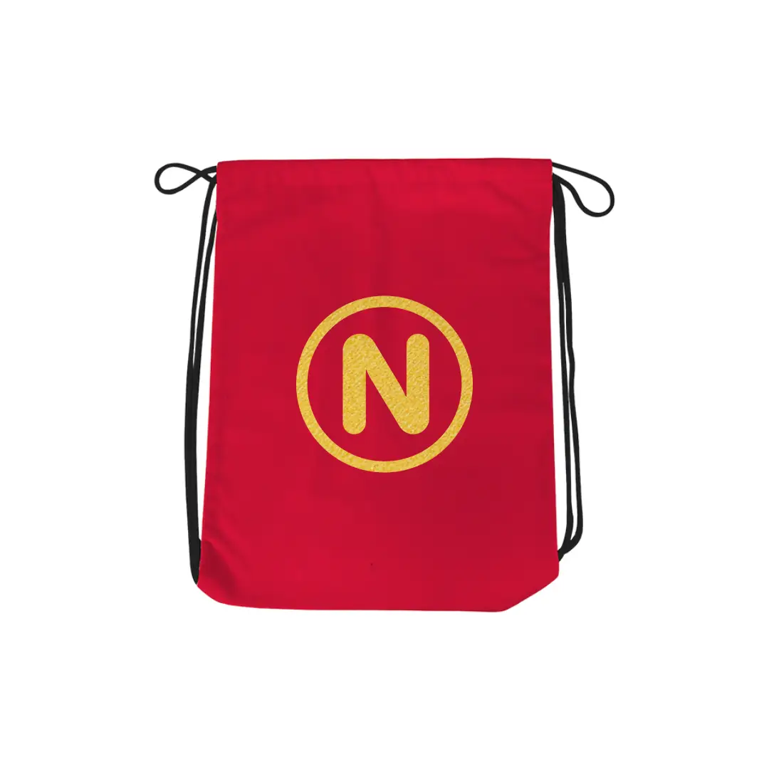 N Alphabet Reflective Shiny Print Cotton Drawstring Bag