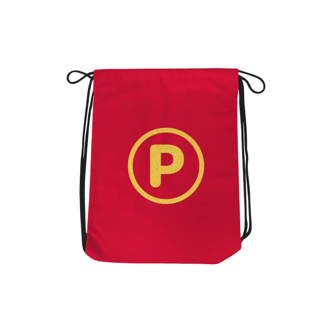 P Alphabet Reflective Shiny Print Cotton Drawstring Bag - Image 5
