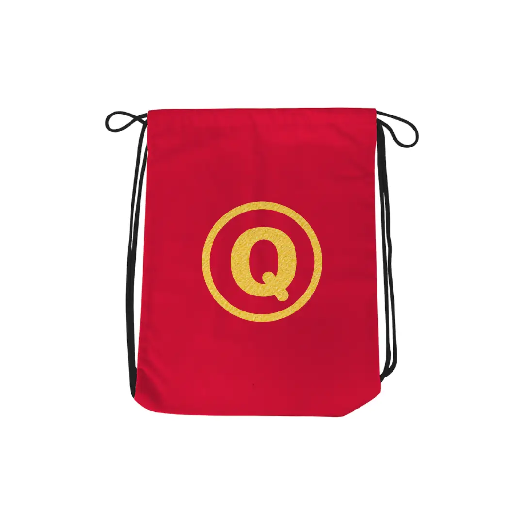 Q Alphabet Reflective Shiny Print Cotton Drawstring Bag - Image 5