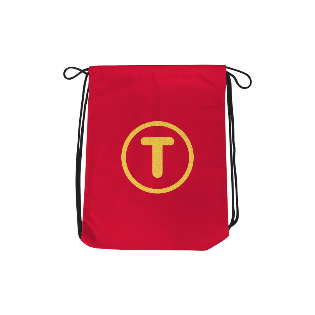 T Alphabet Reflective Shiny Print Cotton Drawstring Bag - Image 5