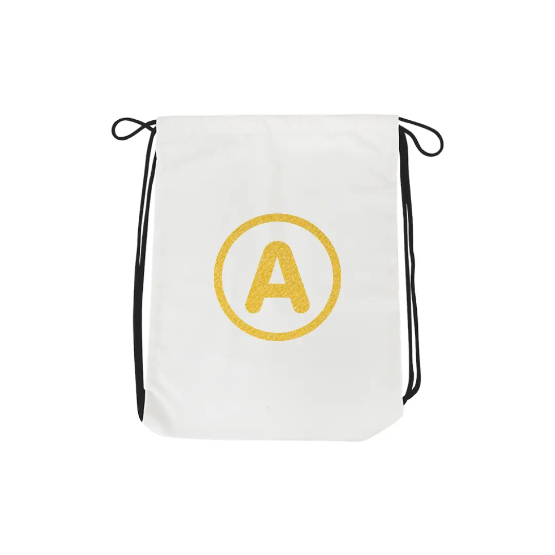 A Alphabet Reflective Shiny Print Cotton Drawstring Bag