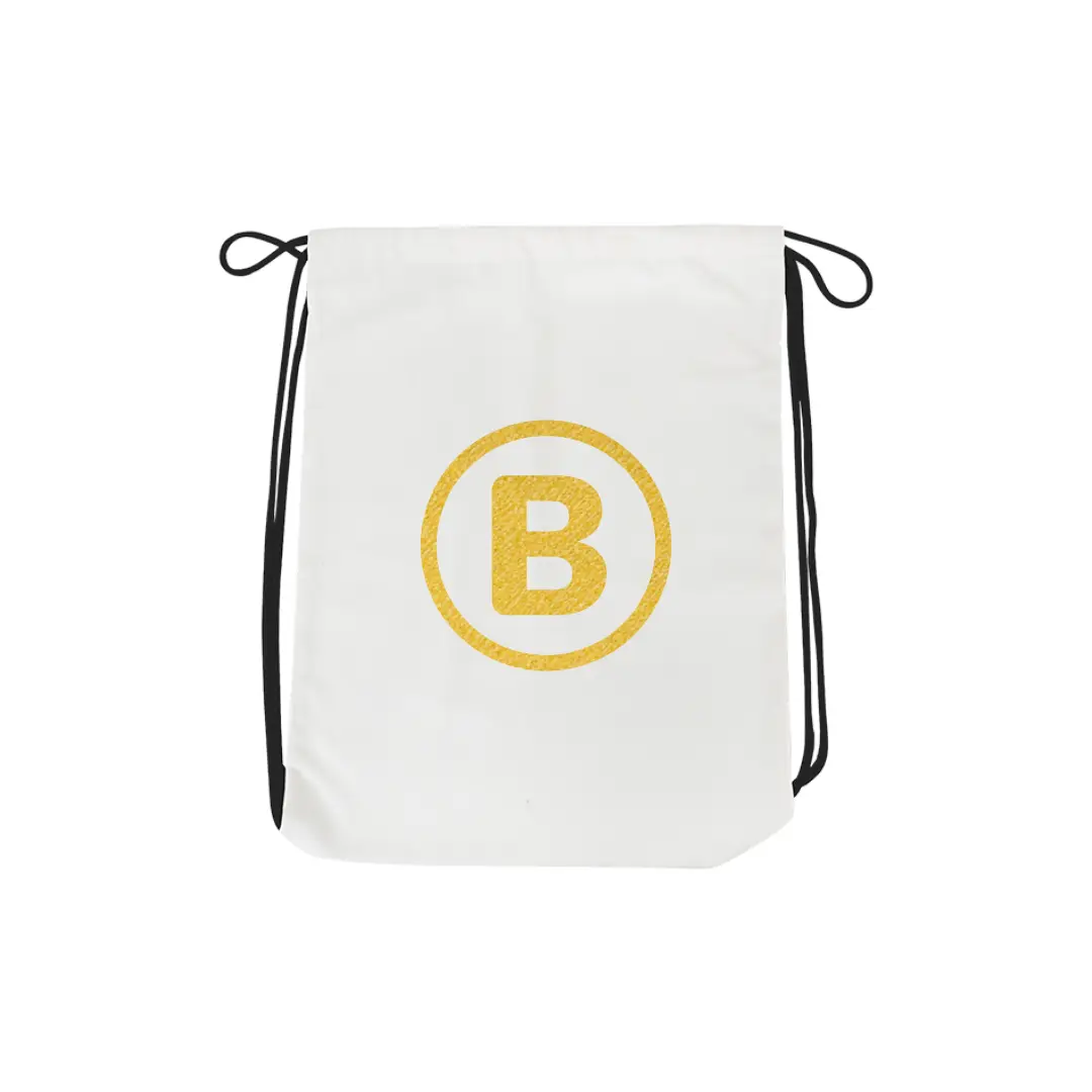 B Alphabet Reflective Shiny Print Cotton Drawstring Bag