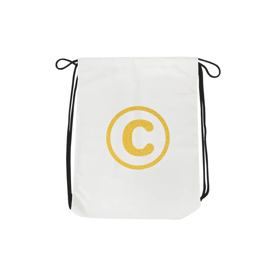 C Alphabet Reflective Shiny Print Cotton Drawstring Bag