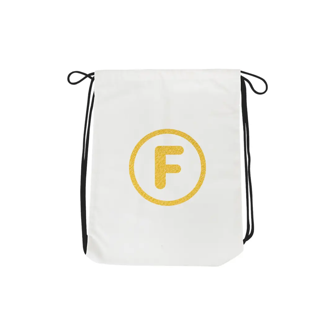 F Alphabet Reflective Shiny Print Cotton Drawstring Bag - Image 2