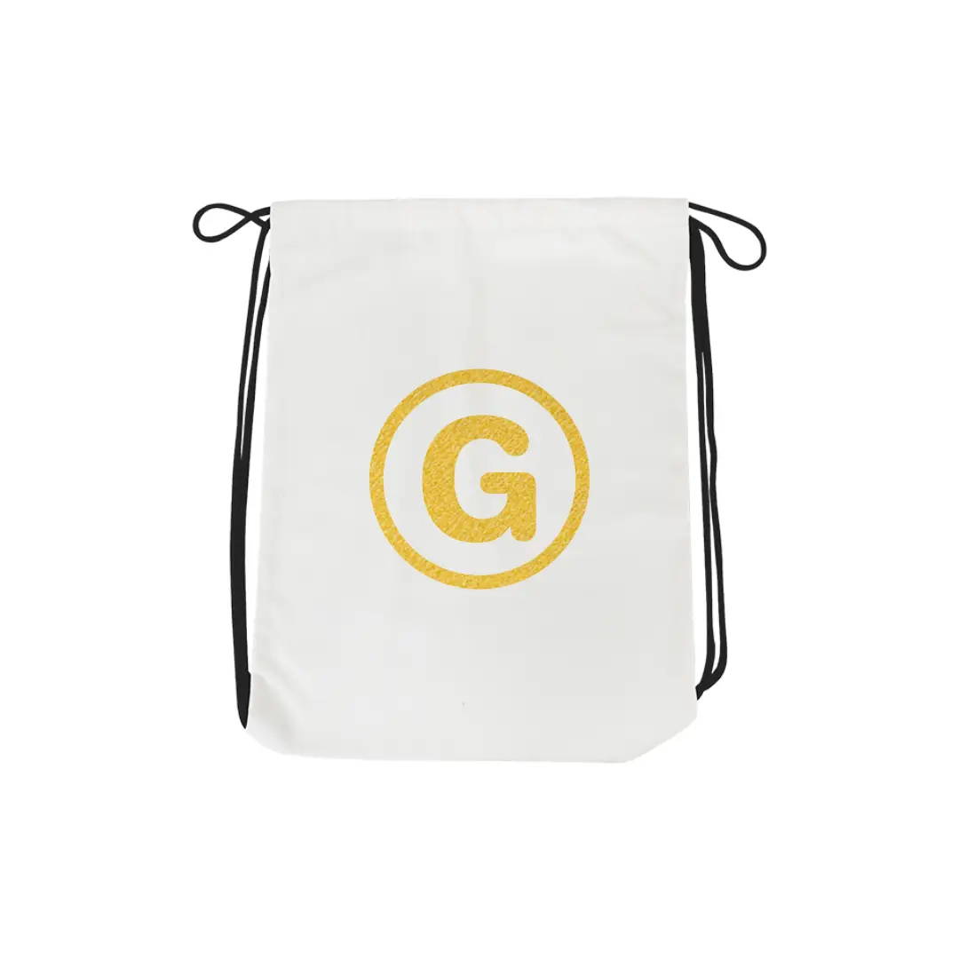 G Alphabet Reflective Shiny Print Cotton Drawstring Bag