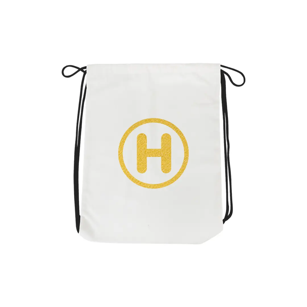 H Alphabet Reflective Shiny Print Cotton Drawstring Bag - Image 2