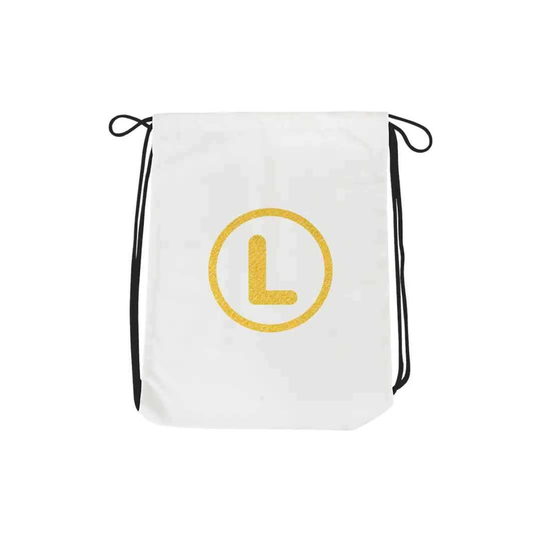L Alphabet Reflective Shiny Print Cotton Drawstring Bag - Image 2
