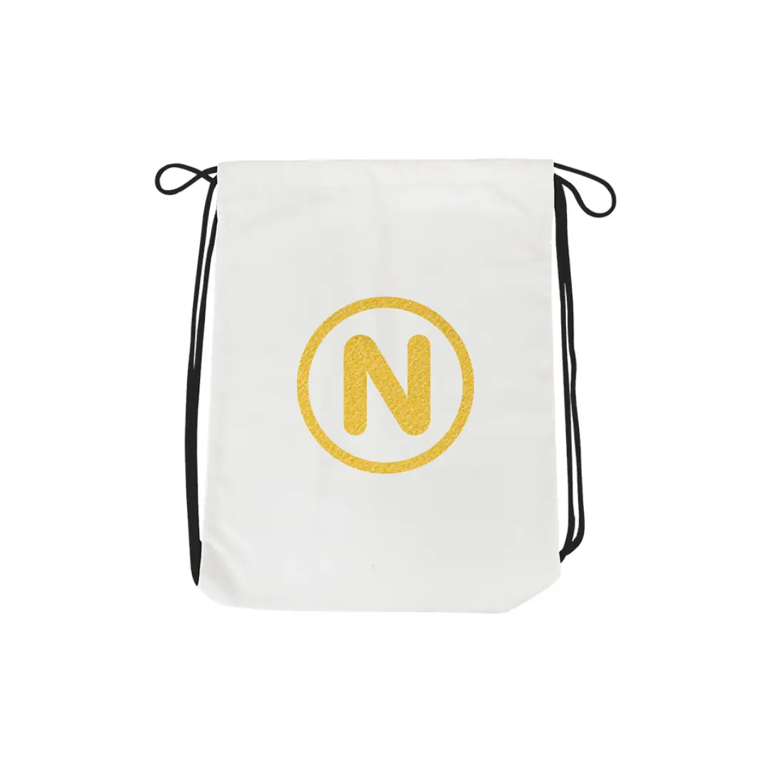 N Alphabet Reflective Shiny Print Cotton Drawstring Bag - Image 2