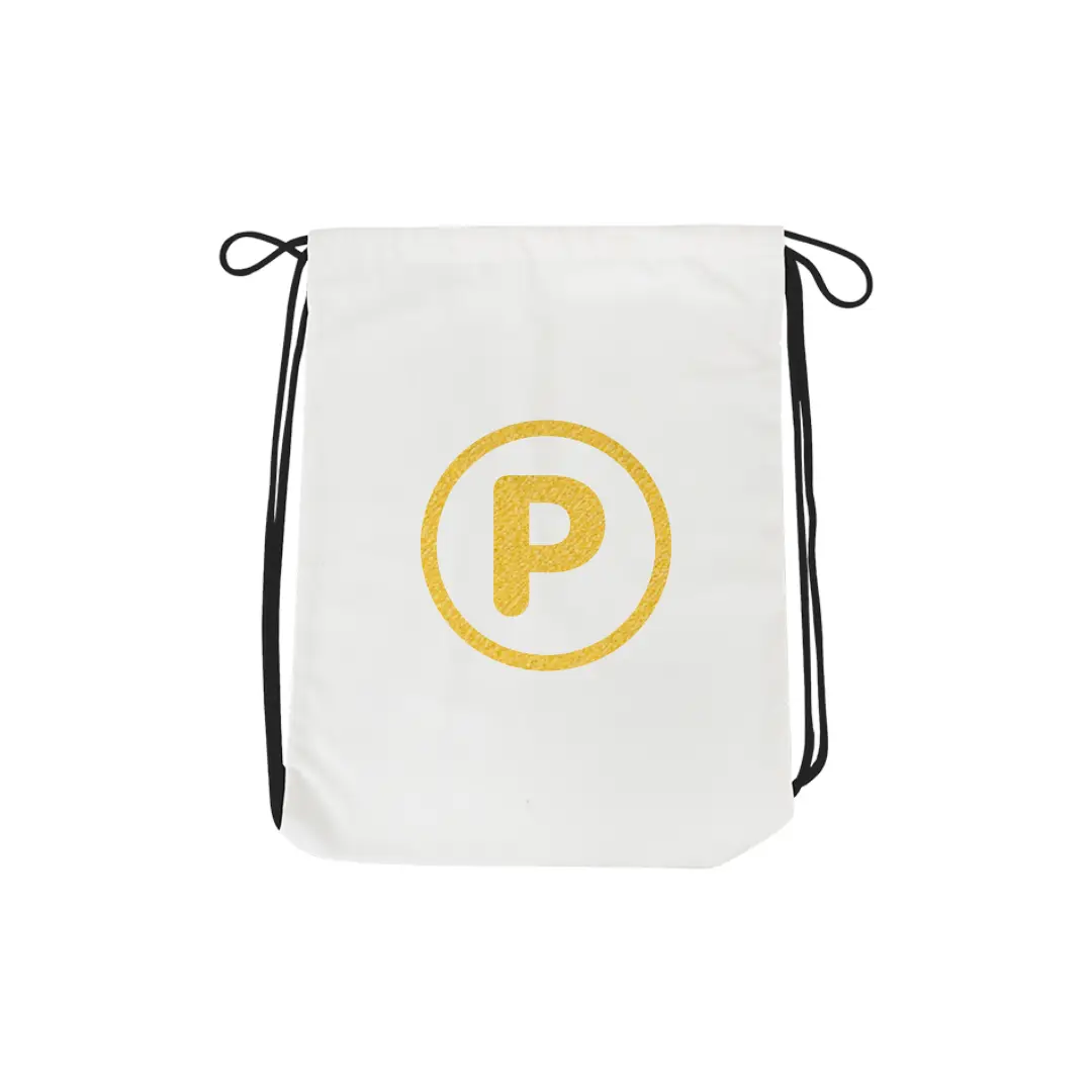 P Alphabet Reflective Shiny Print Cotton Drawstring Bag - Image 2