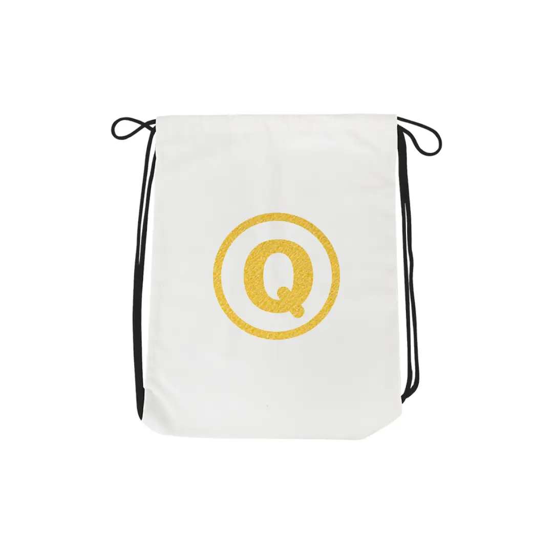 Q Alphabet Reflective Shiny Print Cotton Drawstring Bag