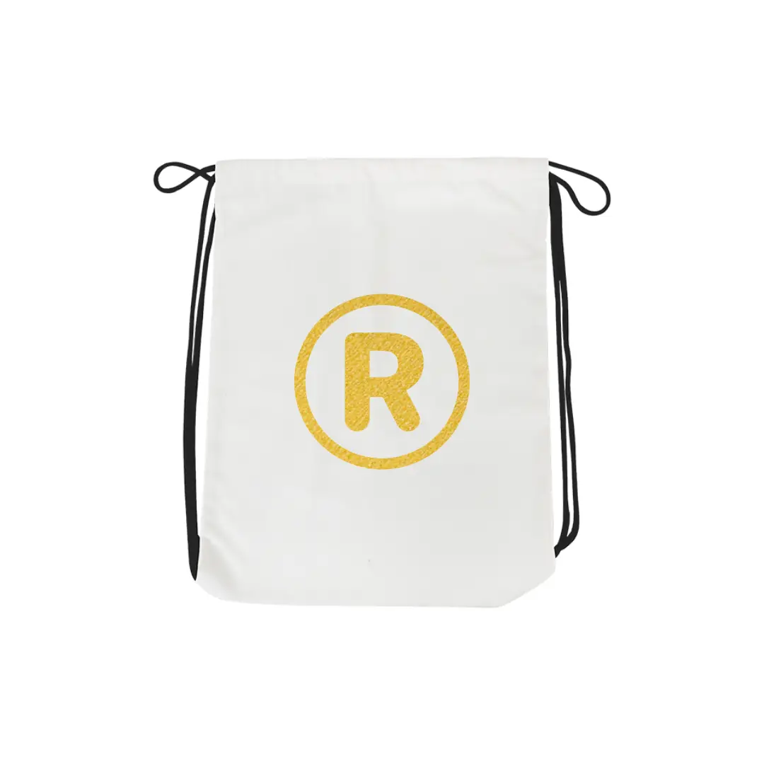 R Alphabet Reflective Shiny Print Cotton Drawstring Bag - Image 2